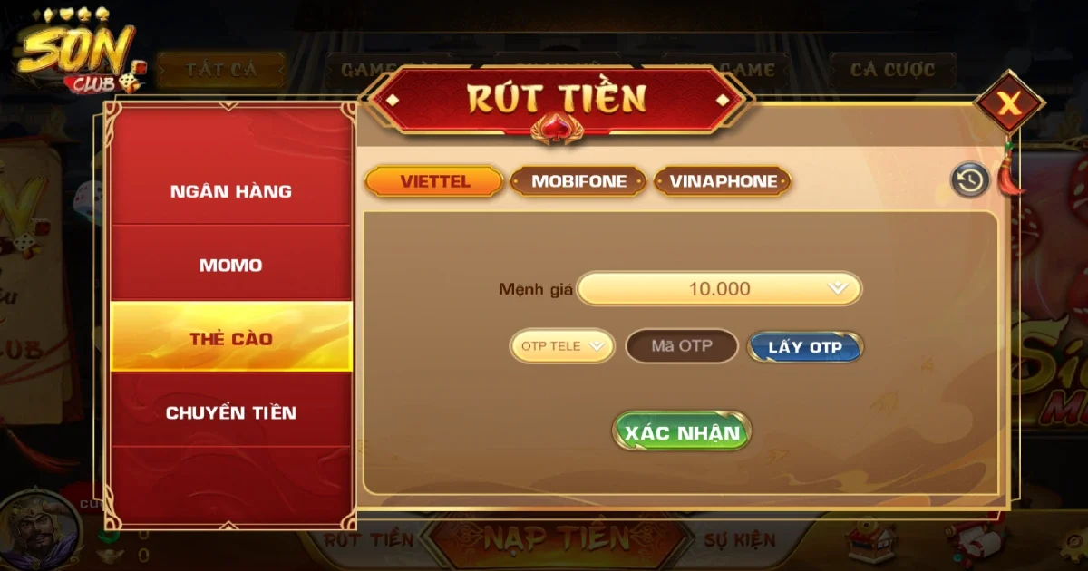 Lưu ý khi thực hiện rút tiền SONCLUB